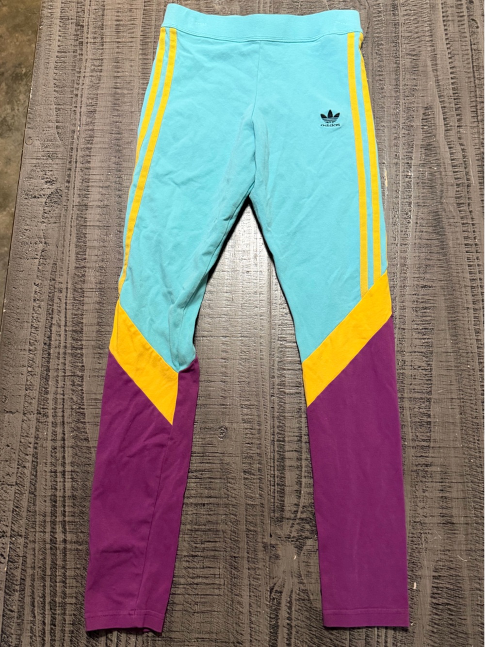 adidas Originals Teal, Purple & Yellow Colorblock Track Leggings